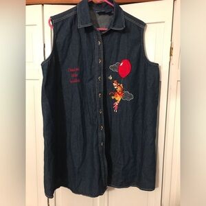 Vintage 1990s- Y2K Adult Winnie the Pooh denim dress, size L